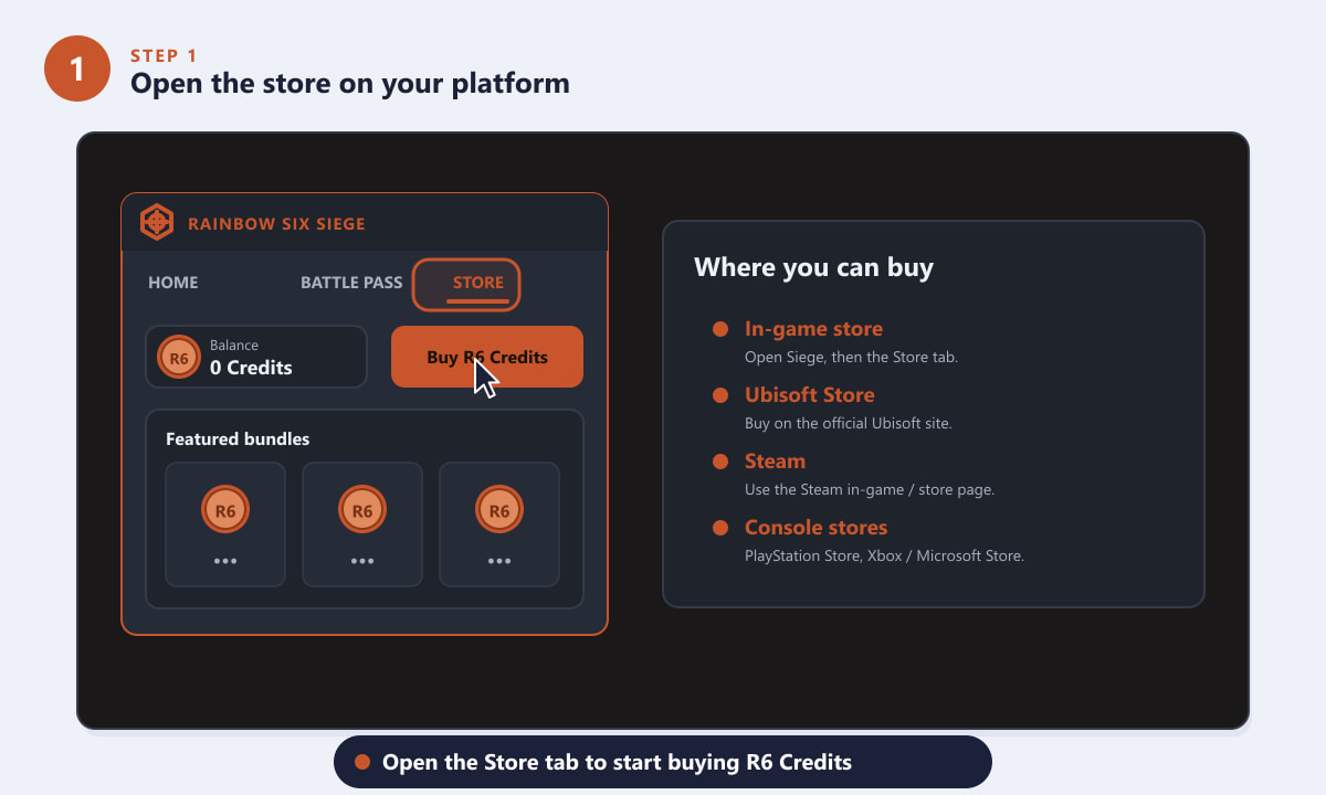 Opening the Rainbow Six Siege store to buy R6 Credits