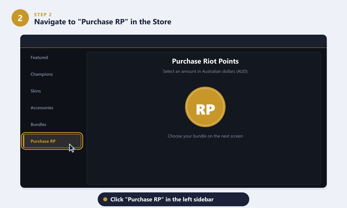 Navigating to Purchase RP in the League of Legends Store