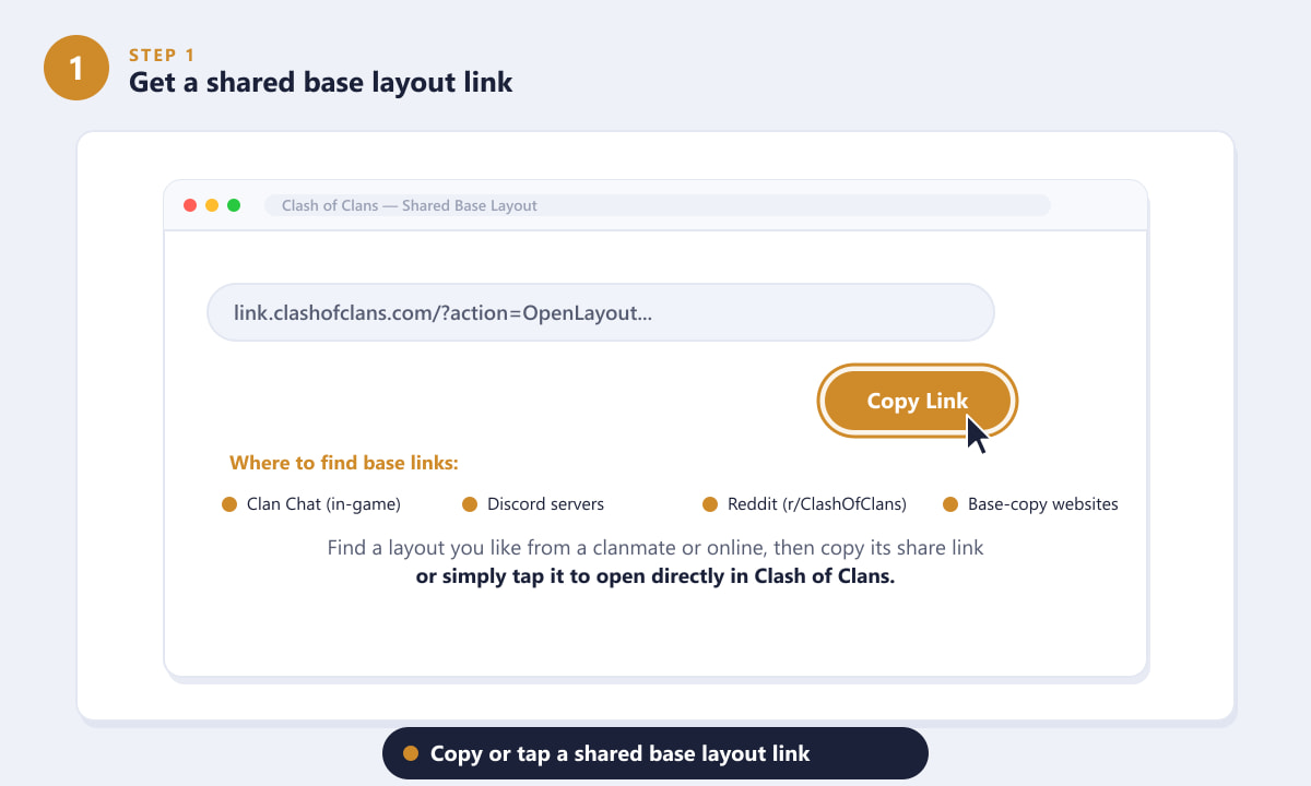 Copying a shared base layout link in Clash of Clans