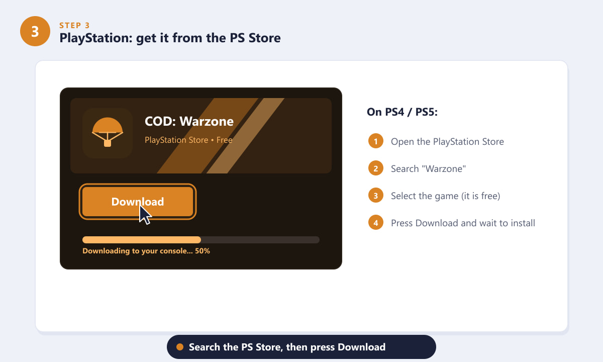 Downloading Call of Duty: Warzone from the PlayStation Store