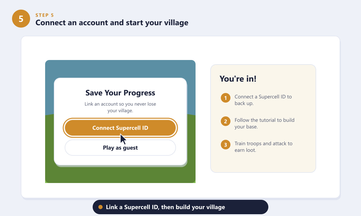 Linking a Supercell ID in Clash of Clans to save village progress