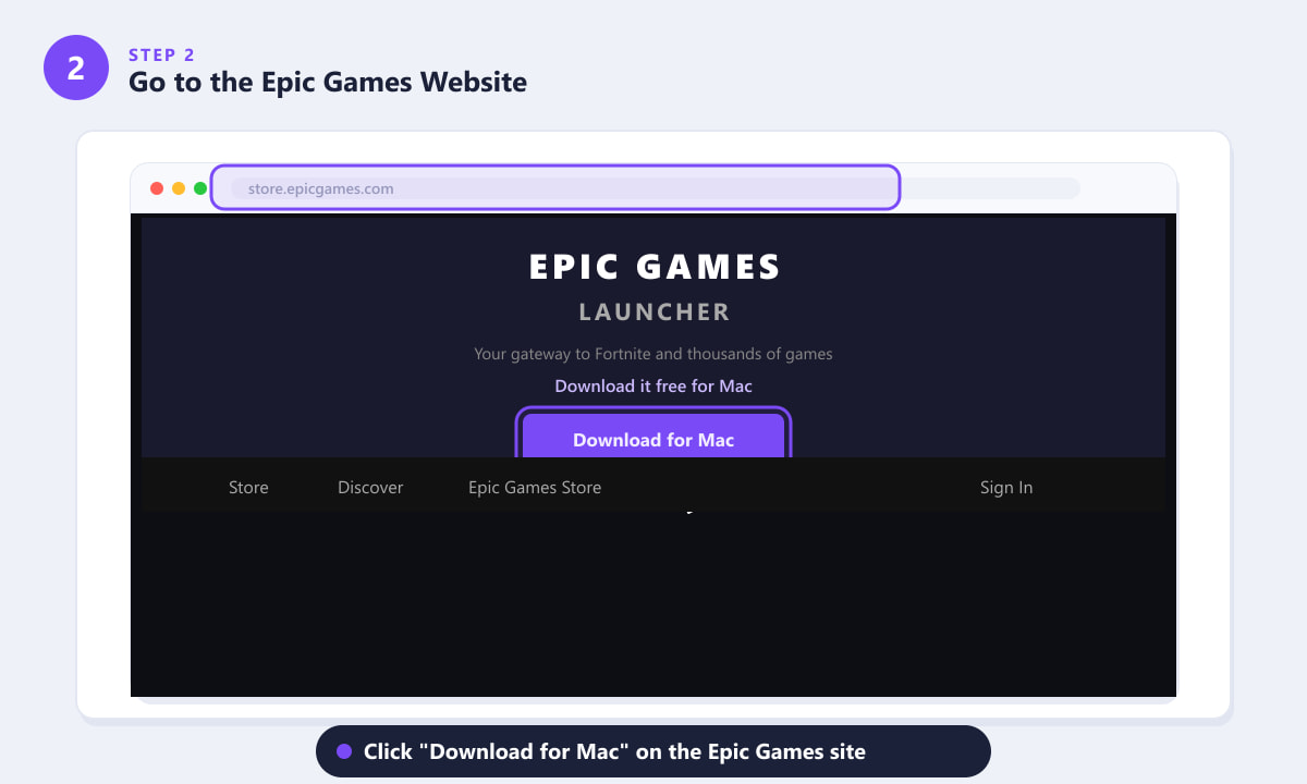 Epic Games website showing the Download for Mac button