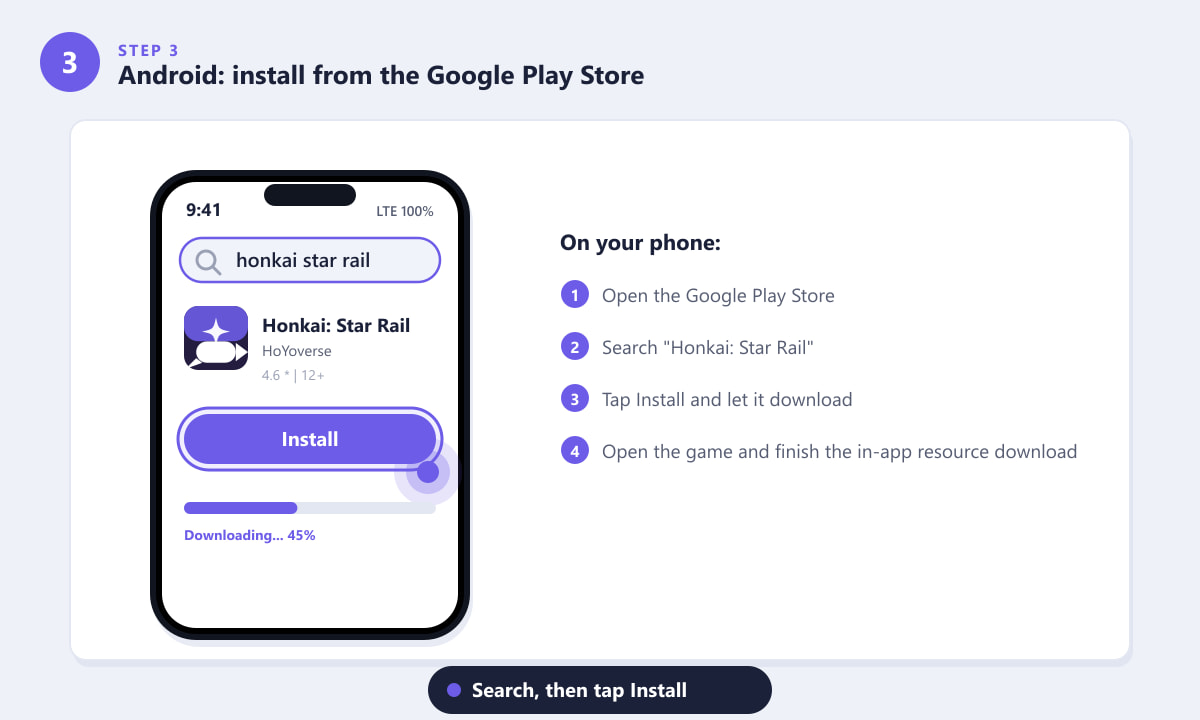 Installing Honkai: Star Rail on Android from the Google Play Store