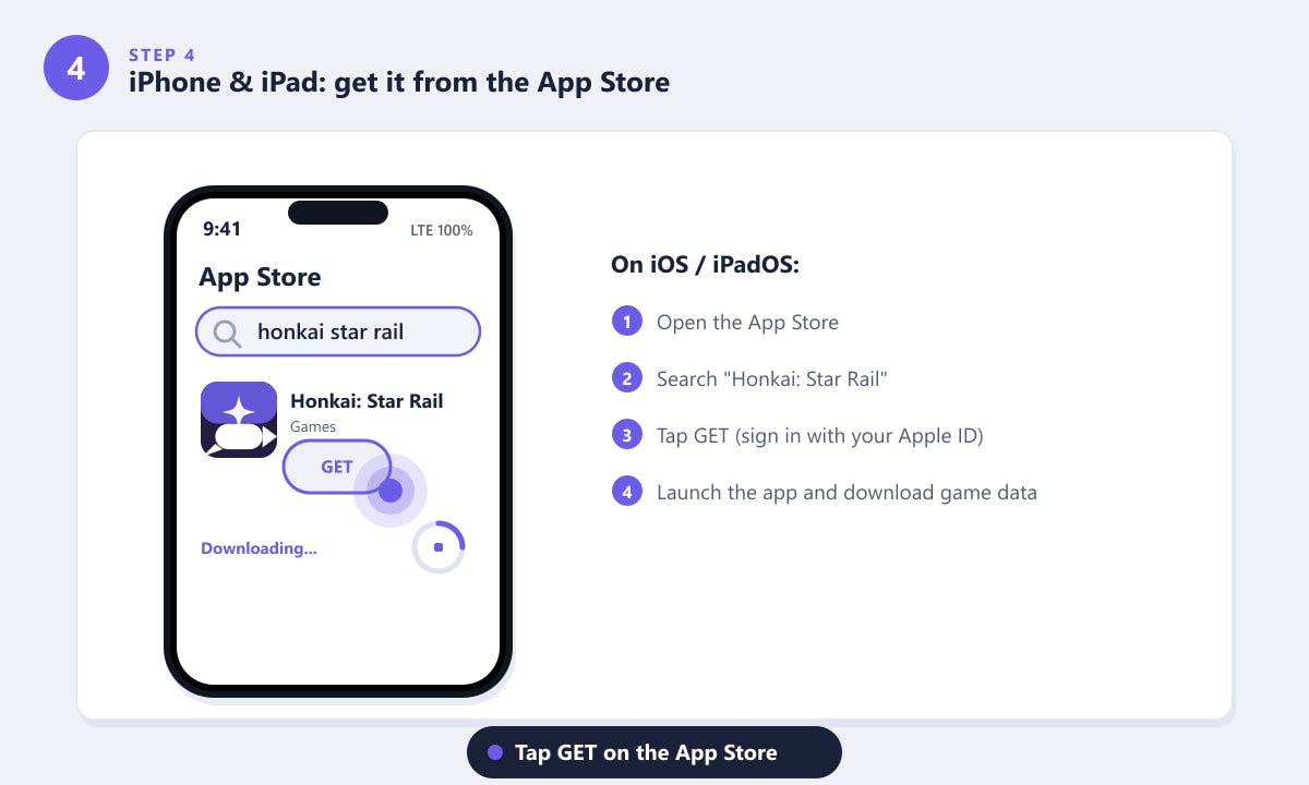 Downloading Honkai: Star Rail on iPhone and iPad from the App Store