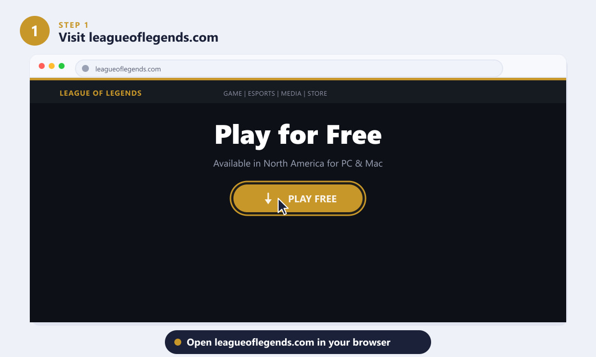 Visite leagueoflegends.com para baixar League of Legends na América do Norte.