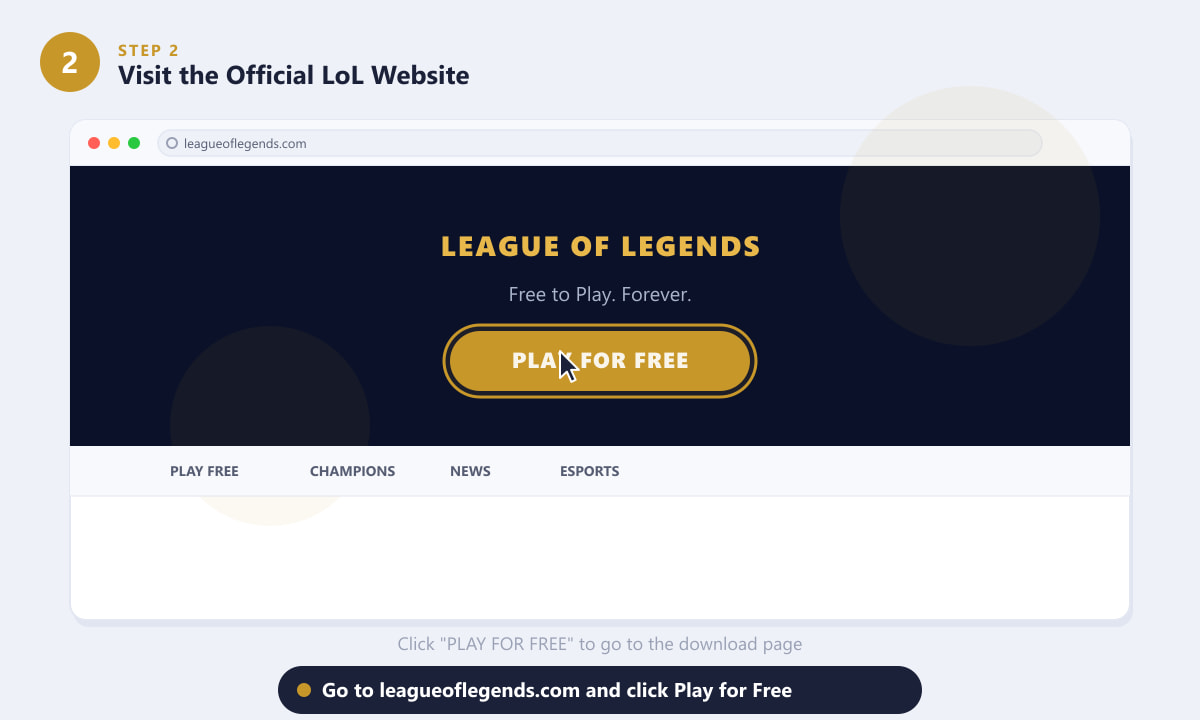 The official League of Legends website with the Play for Free button highlighted