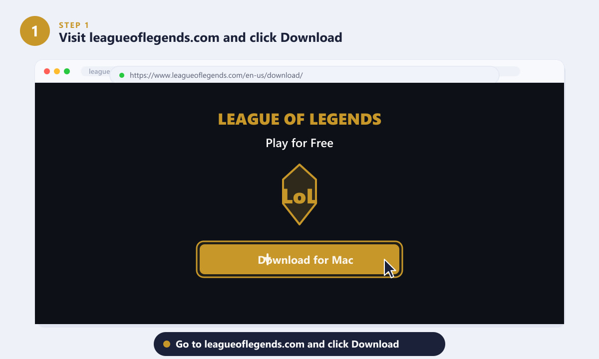 Clicking the Download for Mac button on the League of Legends website