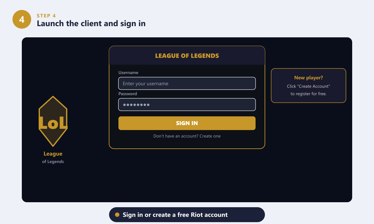 Signing in to the League of Legends client on Mac with a Riot account