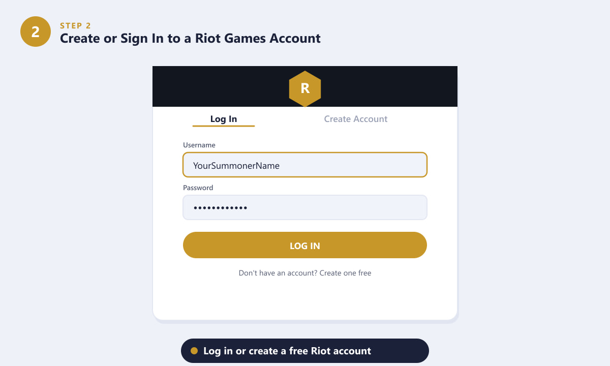 Creating or signing in to a Riot Games account to download League of Legends