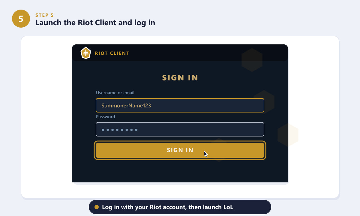 Conectarea la Riot Client pentru a lansa League of Legends