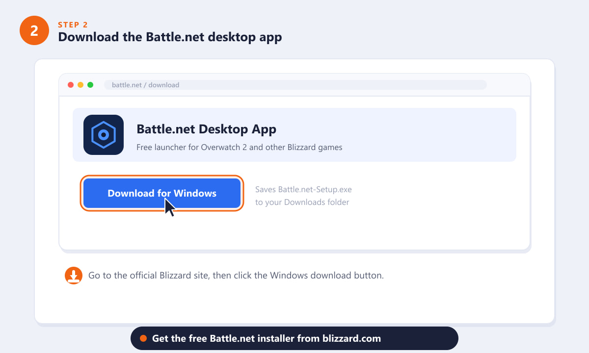 Download del programma di installazione dell'applicazione desktop Battle.net per Windows