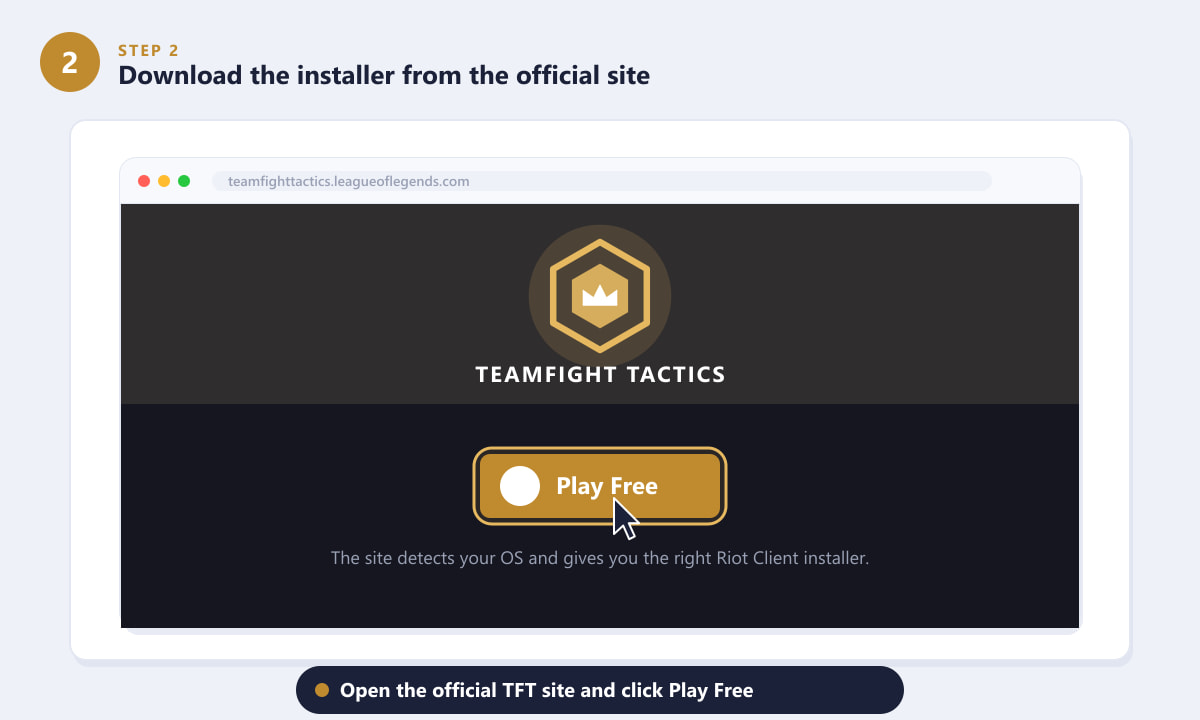 Downloading the Riot Client installer from the official TFT website