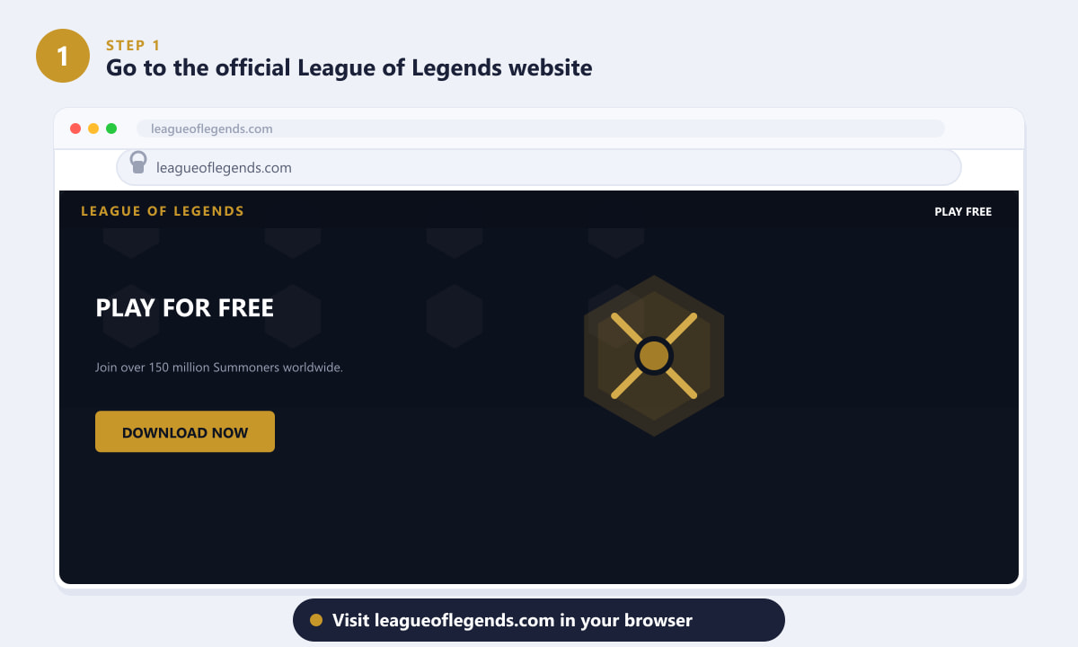 El sitio web oficial de League of Legends en leagueoflegends.com muestra el botón Descargar ahora.