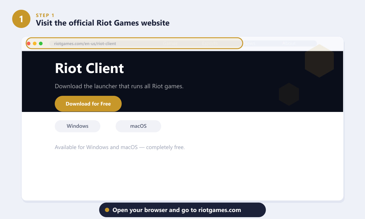 The Riot Client download page at riotgames.com showing the Download for Free button