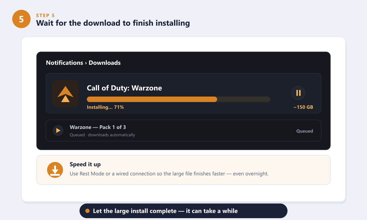 Tracking the Warzone download and install progress on PS4