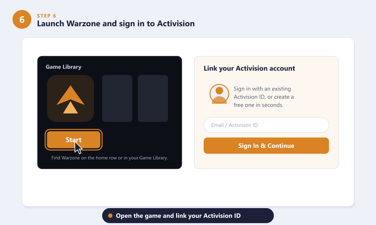 Launching Warzone on PS4 and signing in to an Activision account