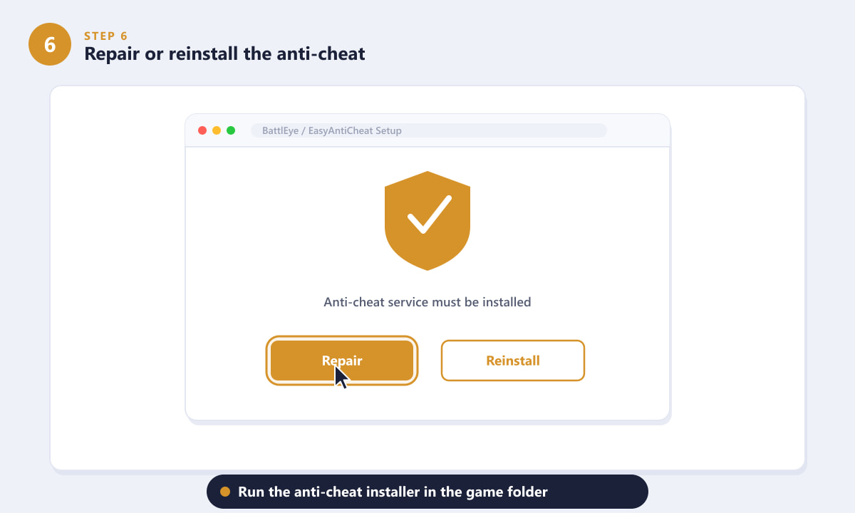 Repairing or reinstalling the PUBG anti-cheat service to fix crashes on startup