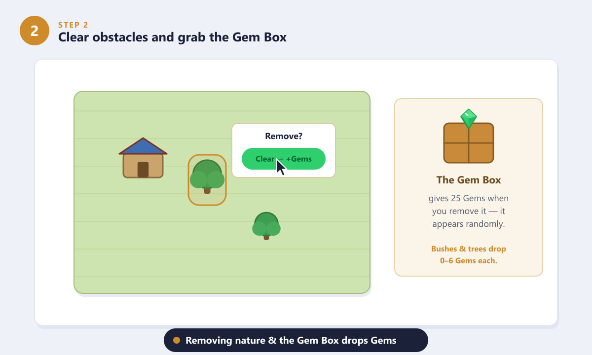 Removing trees and the Gem Box for free Gems in Clash of Clans