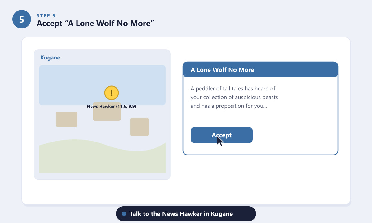 Accepting A Lone Wolf No More from the News Hawker in Kugane in FFXIV