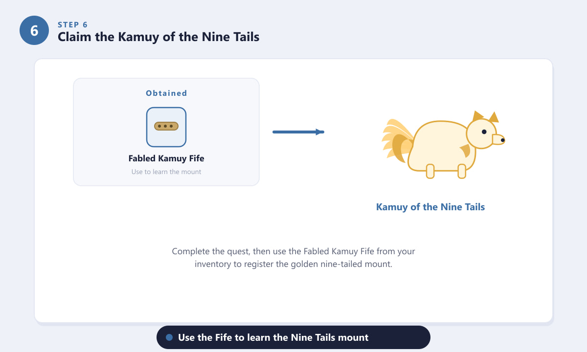 Using the Fabled Kamuy Fife to learn the Kamuy of the Nine Tails in FFXIV