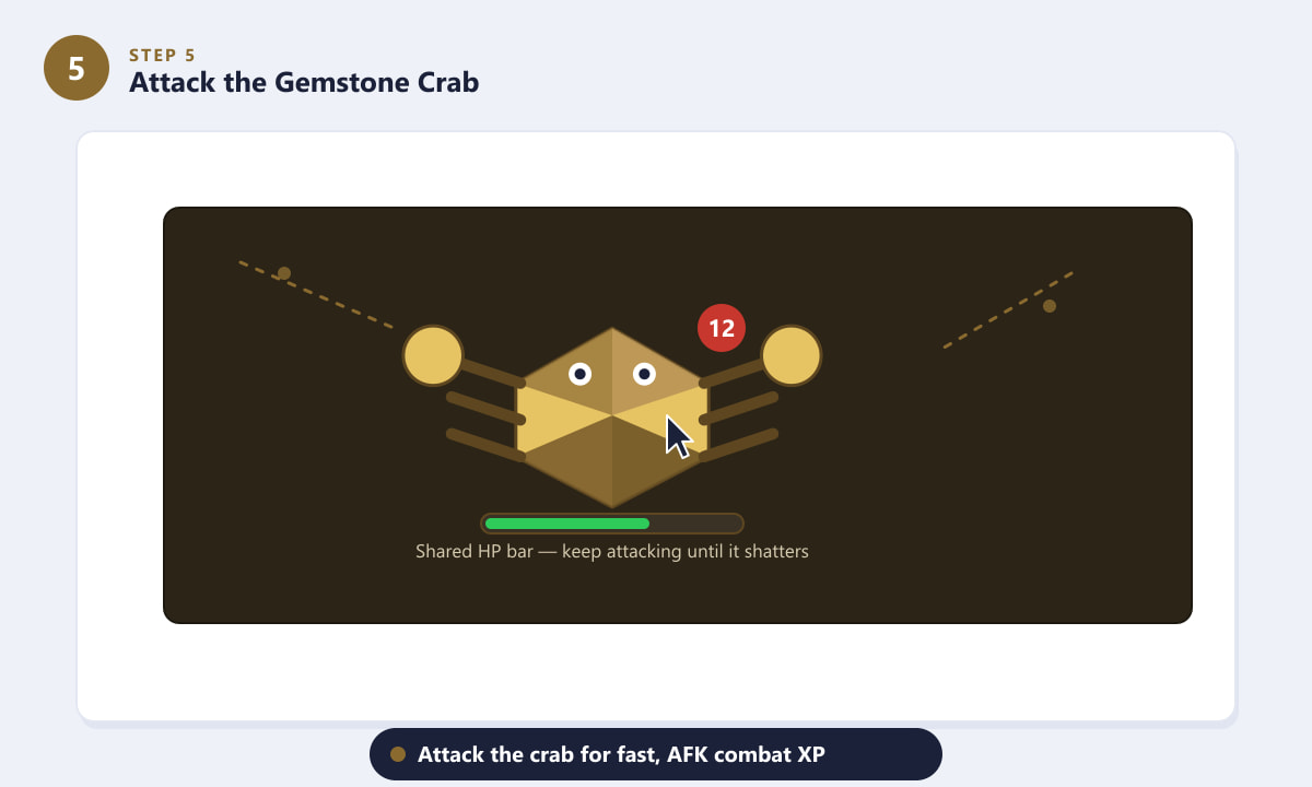 Attacking the Gemstone Crab in the Gemstone Cavern for AFK combat XP in OSRS