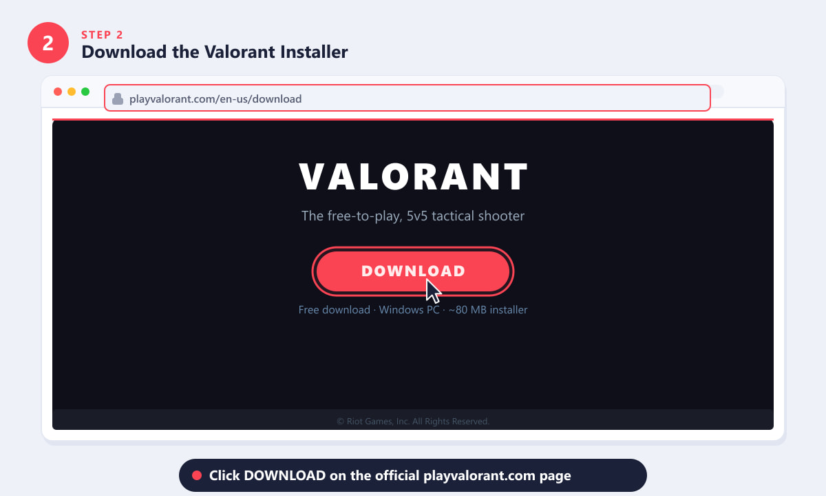 Downloading Valorant from the official playvalorant.com download page