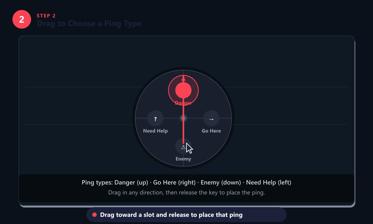 Dragging the mouse to select a ping type on the Valorant ping wheel