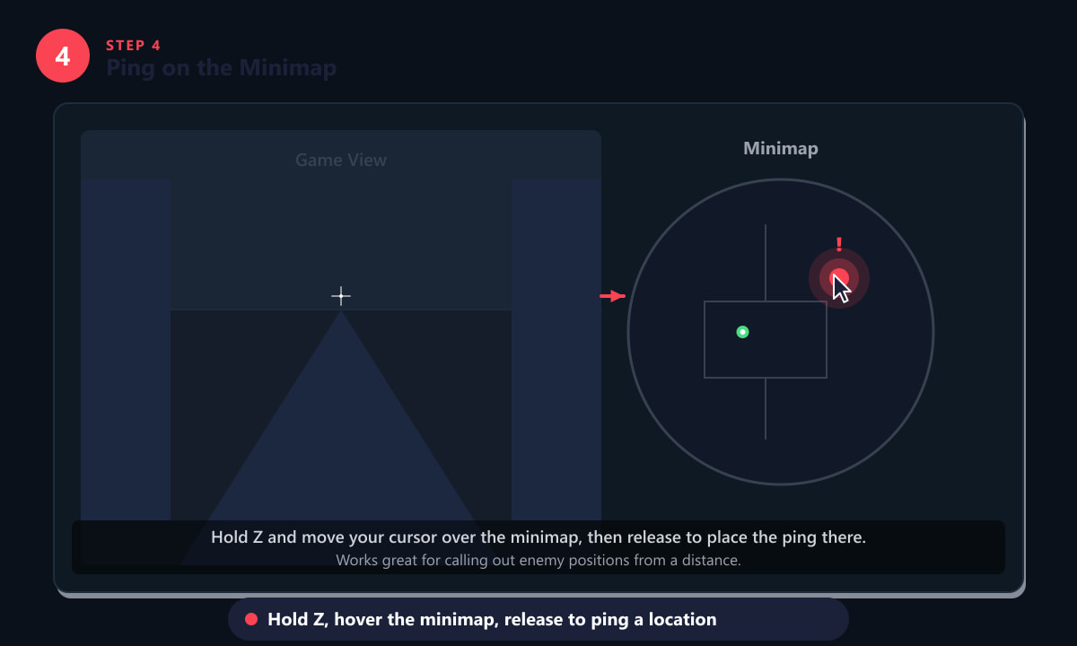 Pinging a location on the Valorant minimap by hovering the cursor over it while holding Z