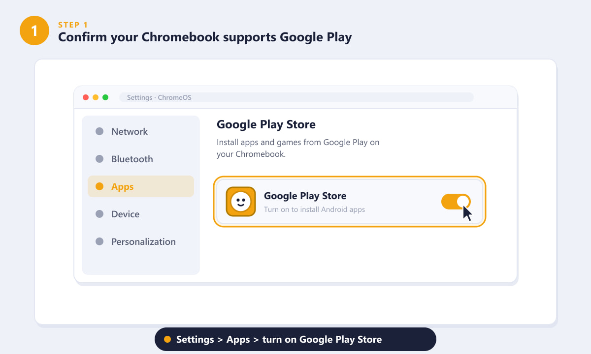 تشغيل متجر جوجل بلاي في إعدادات نظام التشغيل ChromeOS لتشغيل لعبة Brawl Stars على جهاز Chromebook
