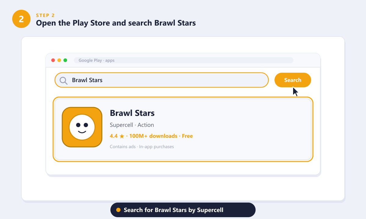 البحث عن لعبة Brawl Stars الرسمية من Supercell في متجر Google Play على جهاز Chromebook