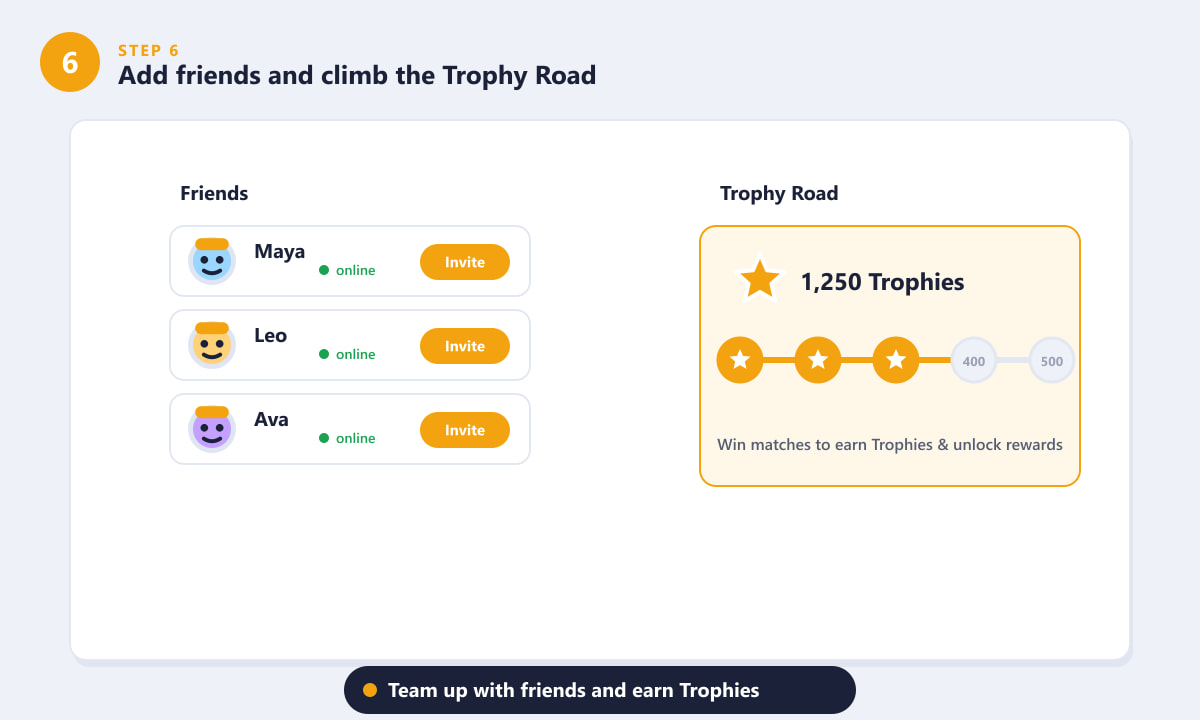 Adding friends and climbing the Trophy Road in Brawl Stars online play