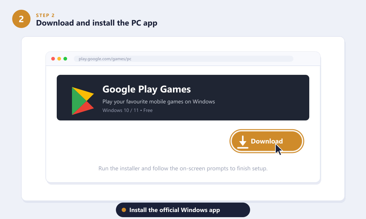 Downloading Google Play Games for Windows to install and play Clash of Clans on PC