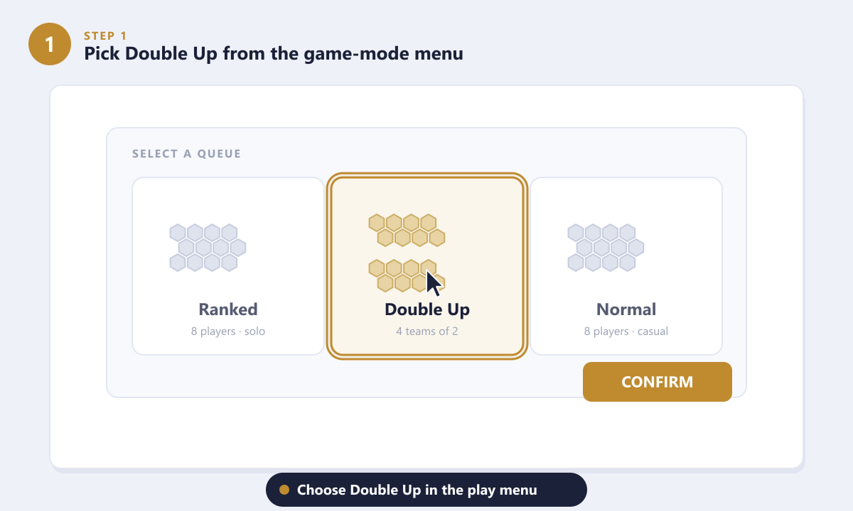 Selecting Double Up from the TFT game-mode queue menu