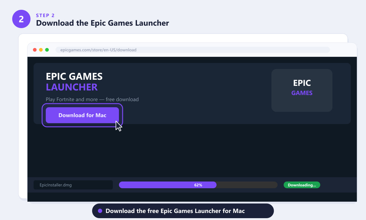 Downloading the Epic Games Launcher for Mac from the Epic Games website