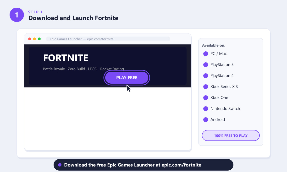 Downloading Fortnite for free from the Epic Games Launcher