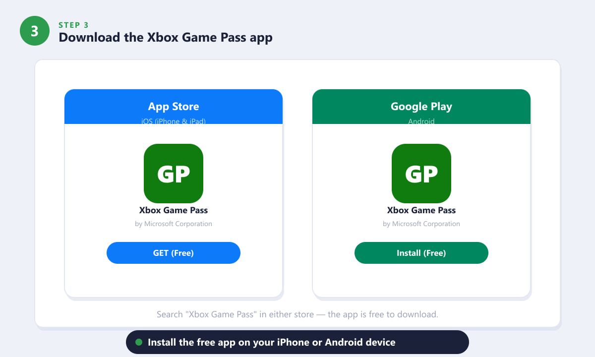Xbox Game Pass app available on iOS App Store and Google Play for mobile GTA 5 streaming