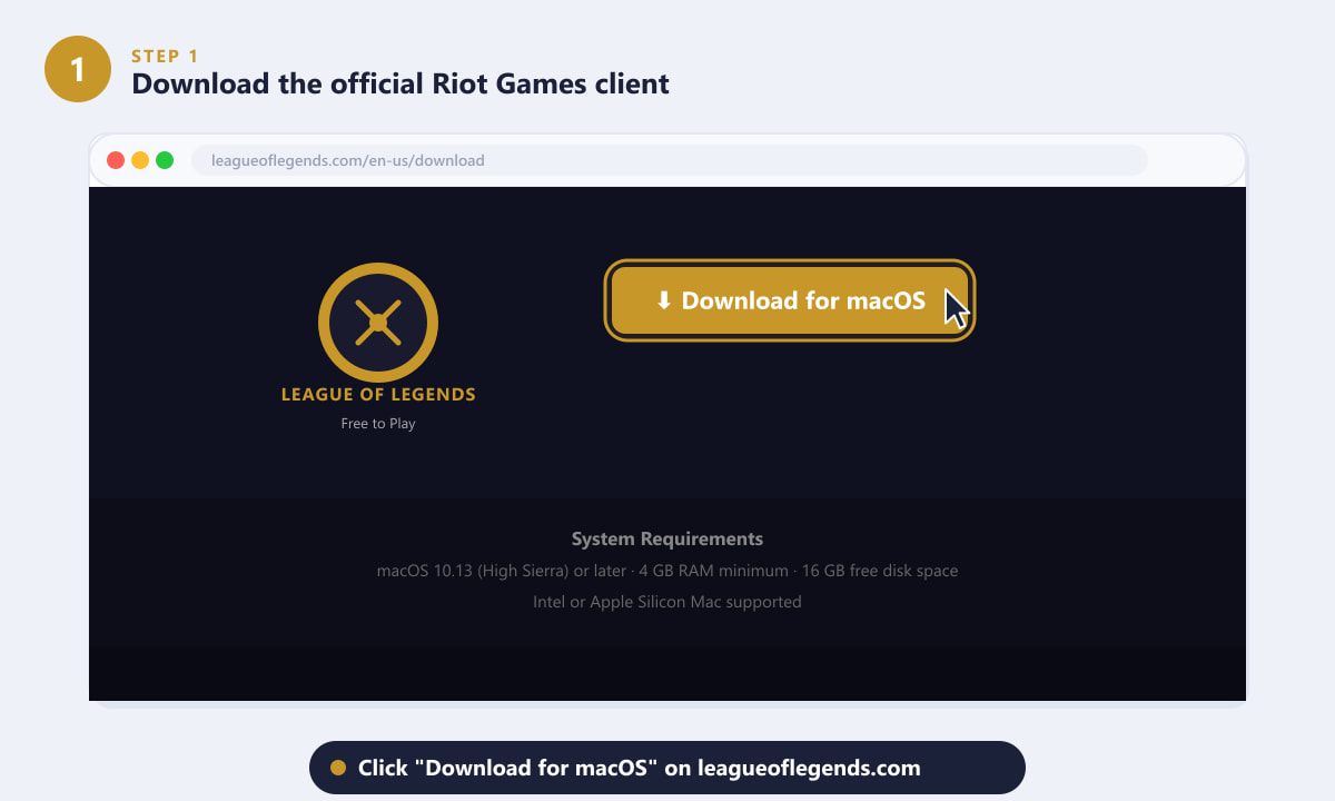 Downloading League of Legends on Mac from the official website