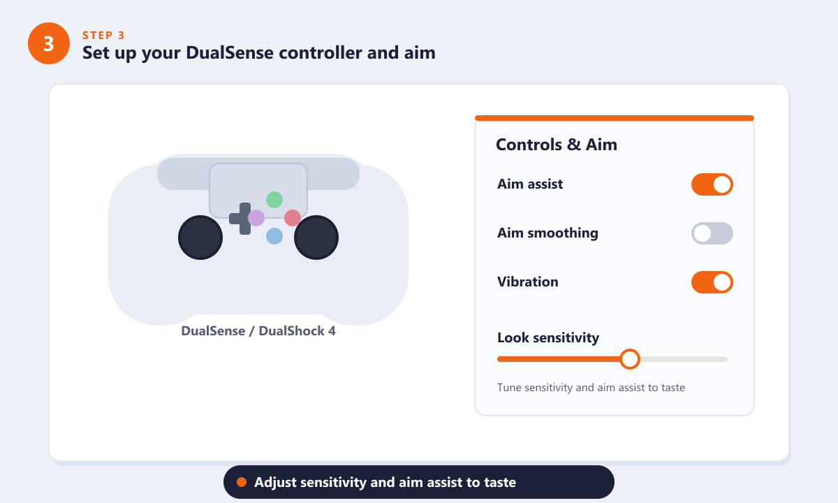 Adjusting DualSense controller and aim settings for Overwatch 2 on PlayStation