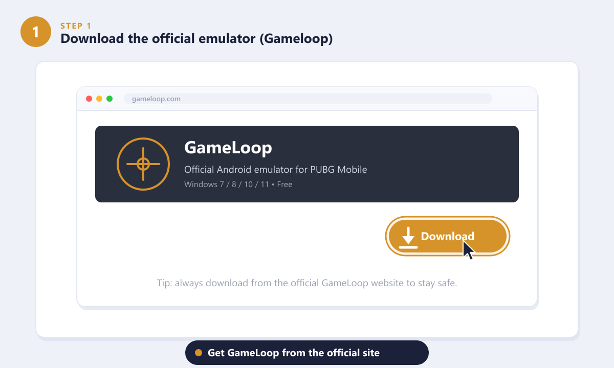 Downloading the official GameLoop emulator to play PUBG Mobile on PC