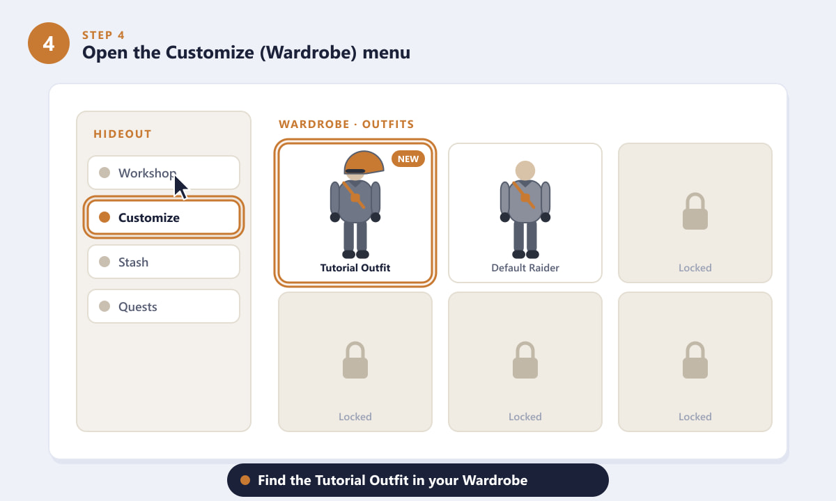 Finding the Tutorial Outfit in the ARC Raiders wardrobe customization menu
