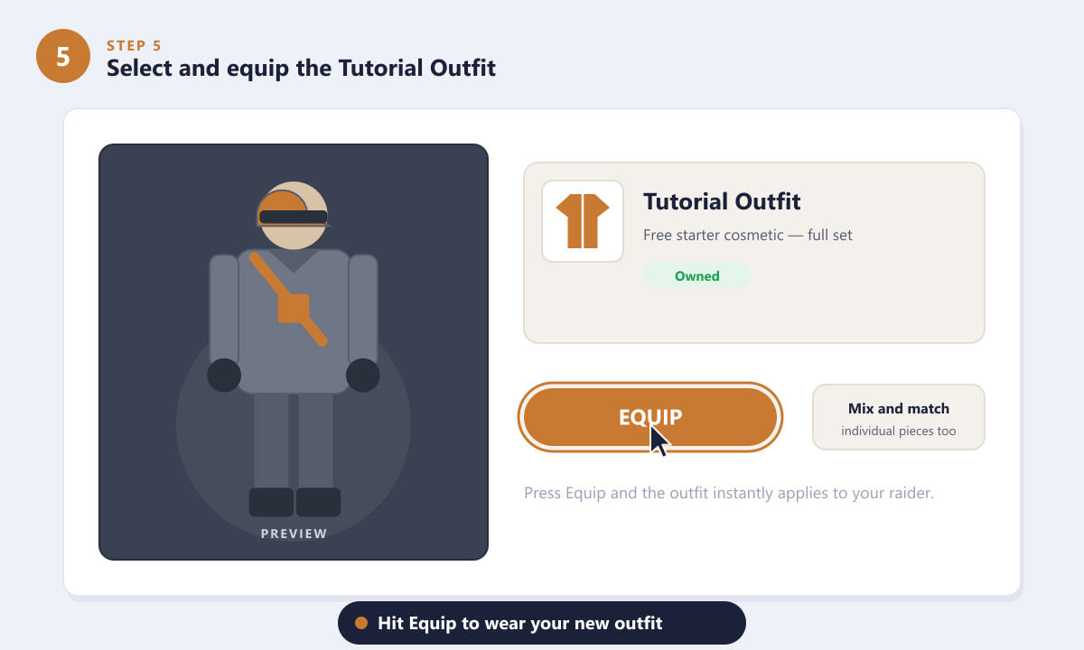 Equipping the Tutorial Outfit on your character in ARC Raiders