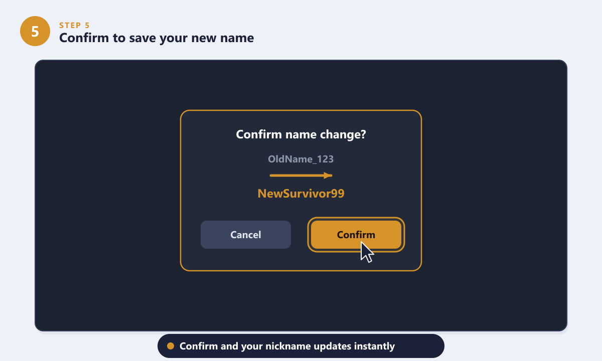 Confirming the name change in PUBG Mobile with a Rename Card