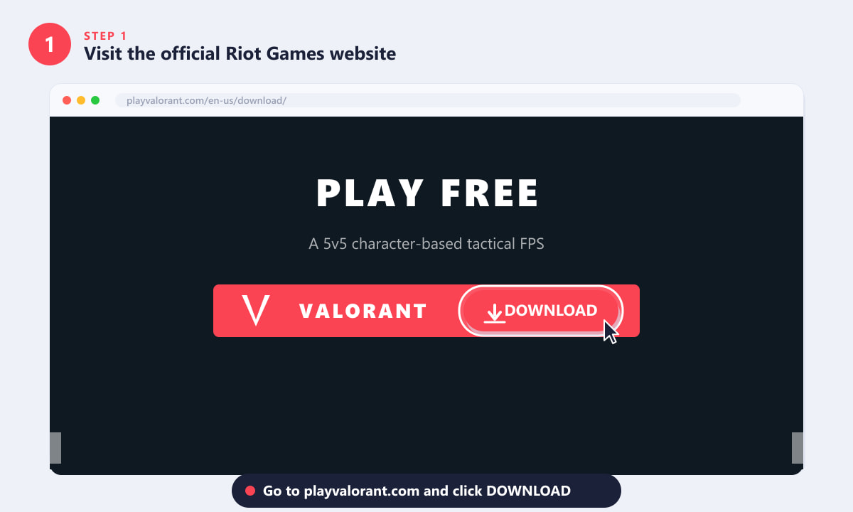 Clicking the Download button on the Valorant official website to get the Riot Games Launcher
