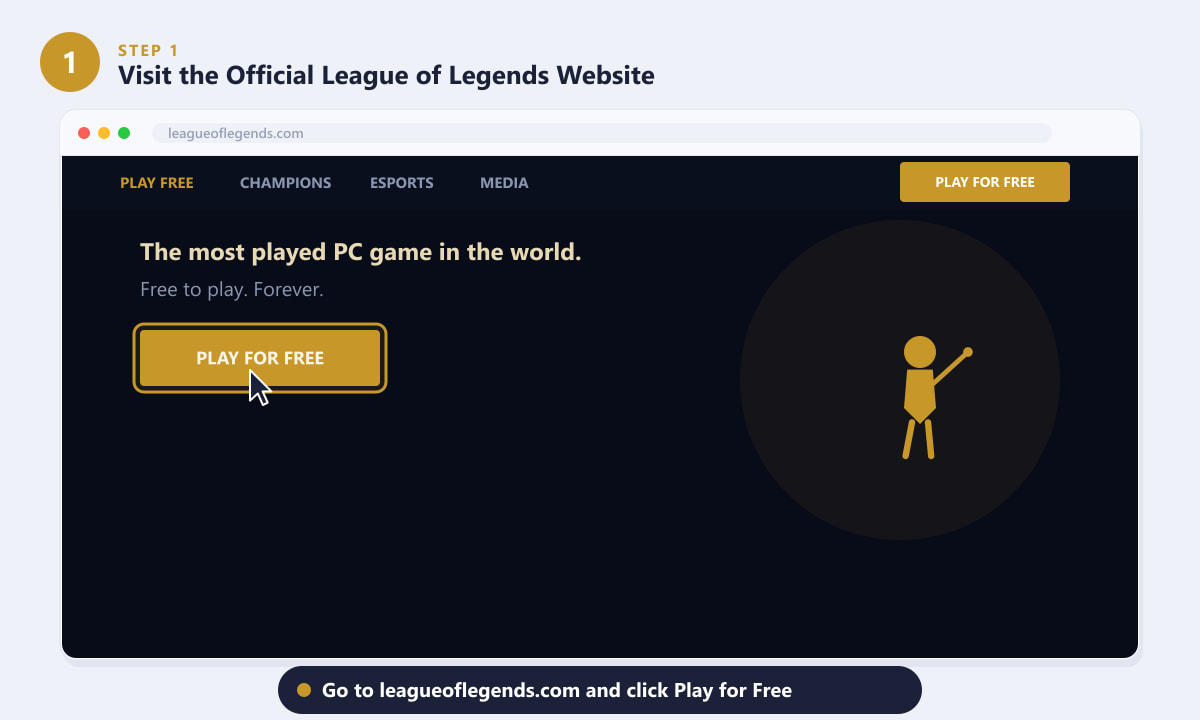 Ga naar leagueoflegends.com en klik op 'Gratis spelen' om League of Legends online te spelen.