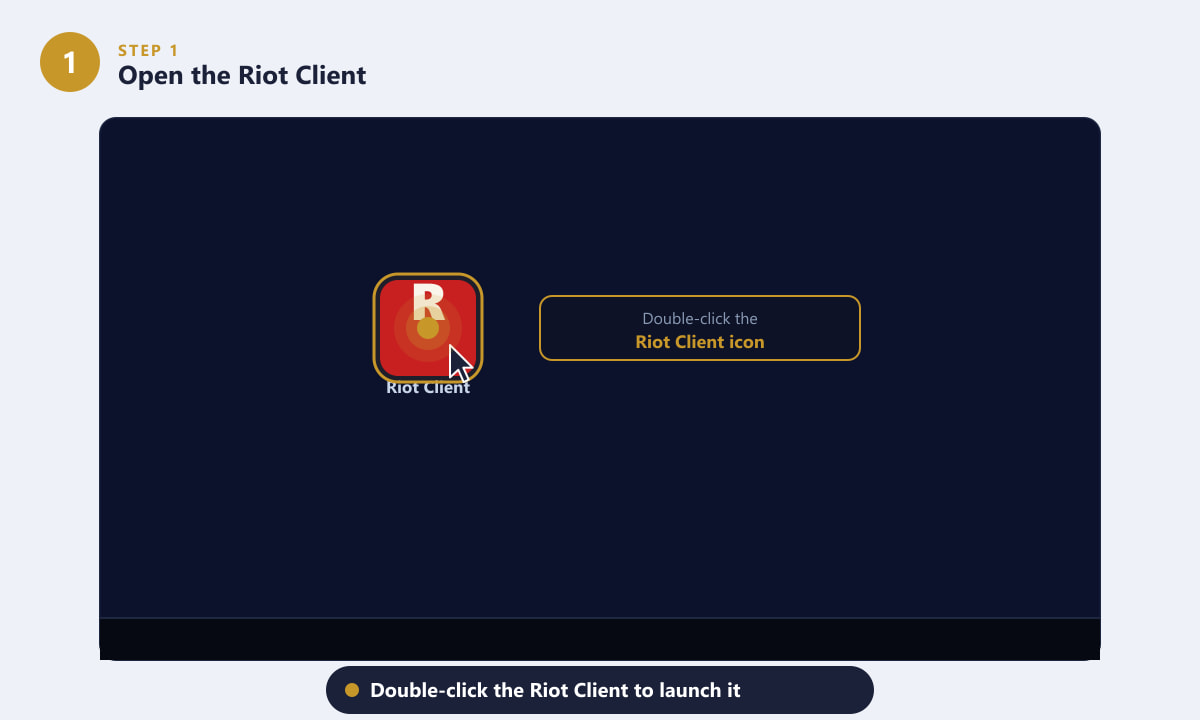 Double-clicking the Riot Client icon on the desktop to open it