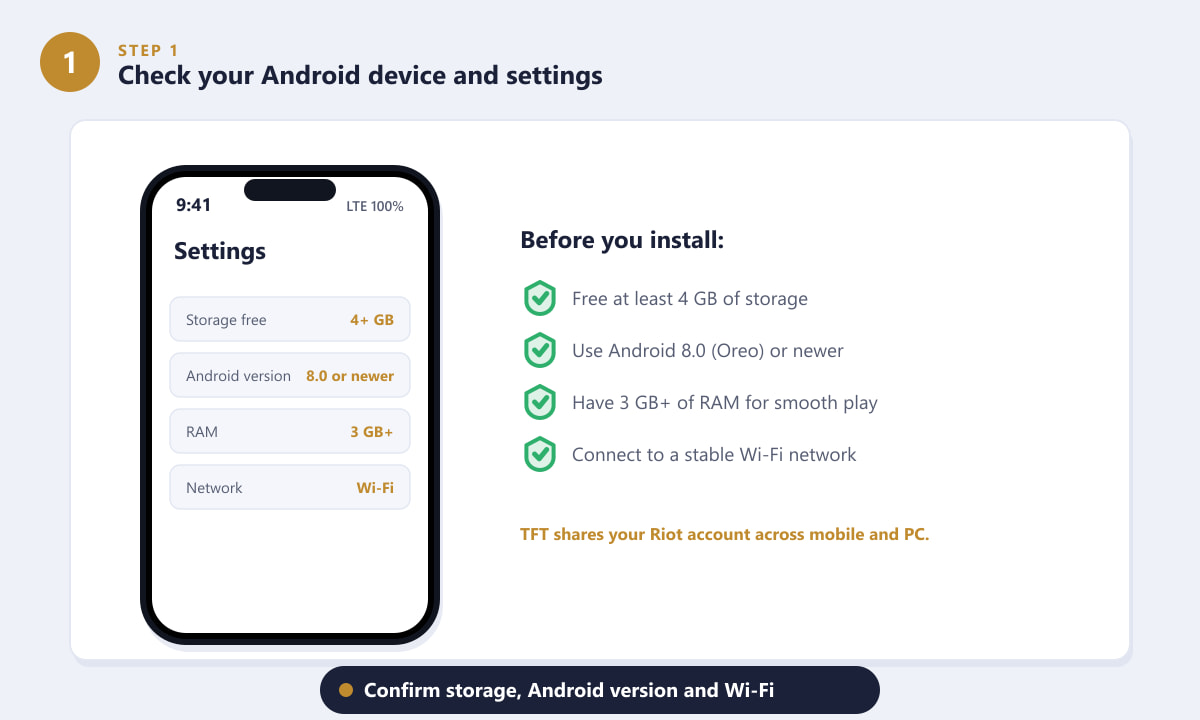 Verificarea spațiului de stocare, a versiunii și a conexiunii Wi-Fi de pe Android înainte de descărcarea fișierului APK TFT