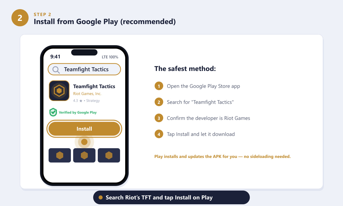 Instalarea Teamfight Tactics din Magazinul Google Play pe Android