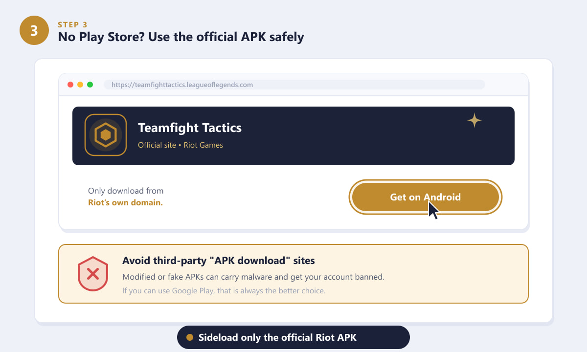 Descărcarea fișierului oficial Teamfight Tactics APK de pe site-ul Riot Games