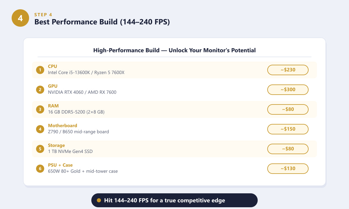 High performance PC build for League of Legends targeting 144 to 240 FPS