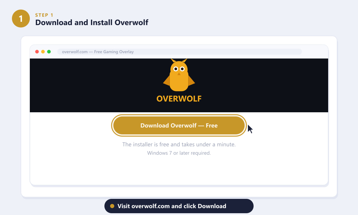 Downloading Overwolf for free from overwolf.com — the first step to using it with League of Legends